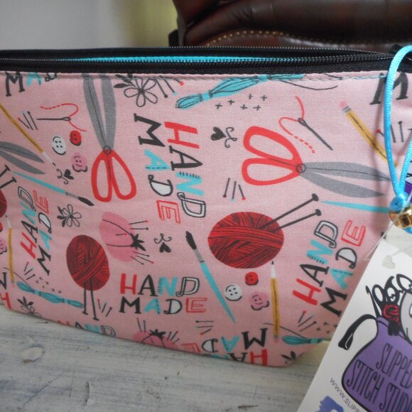 Slipped Stitch Studios Handmade Notions Pouch NWT 10x5.5x3 Gusseted Bottom Zip - Picture 4 of 4